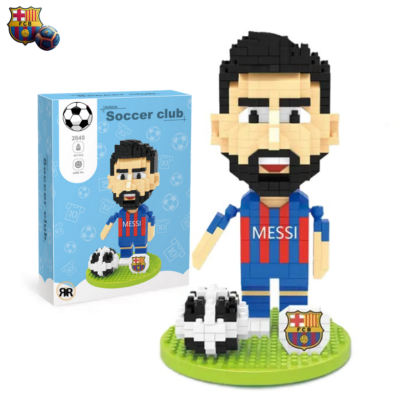 Set constructie figurina Fotbalist Messi by RIR@, Barcelona, 457 micro-piese, 13cm