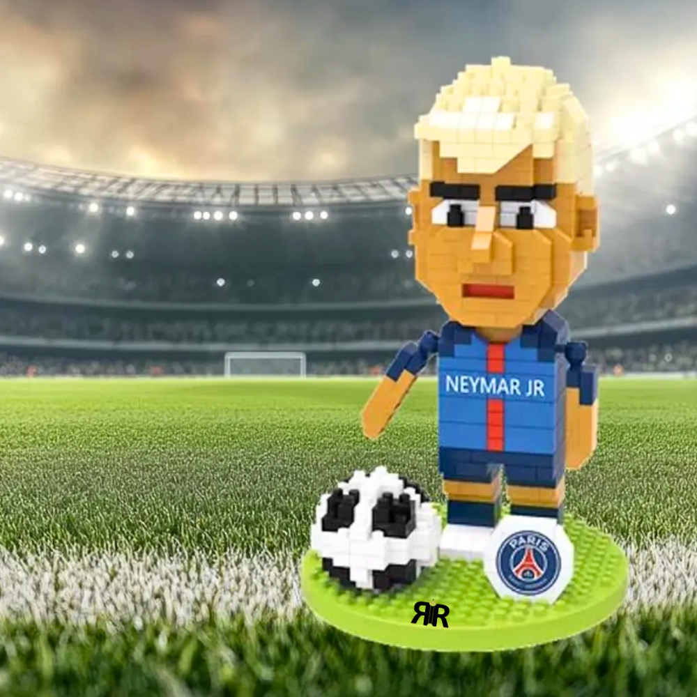 Set constructie figurina Neymar Jr. by RIR@, Paris Saint-Germain, 376 micro-piese, 13 cm