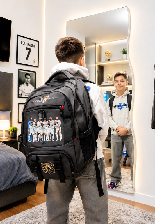 Ghiozdan școală și antrenamente cu REAL MADRID - Compartiment încălțăminte separat