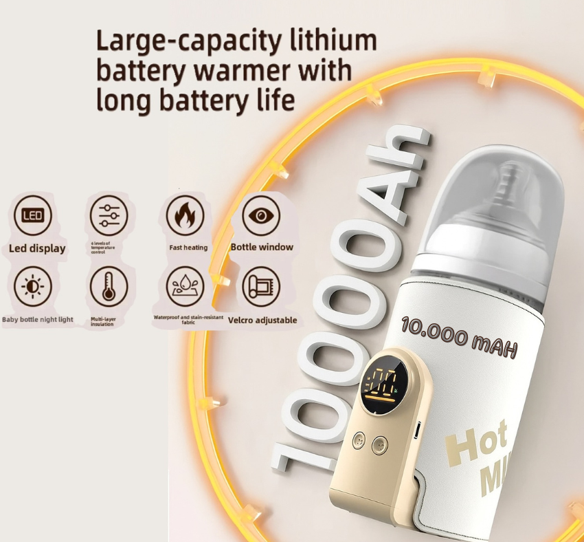 Incalzitor Biberon portabil, inteligent RIR@ Hot Milk Pro, 10.000 mAh, Display LED
