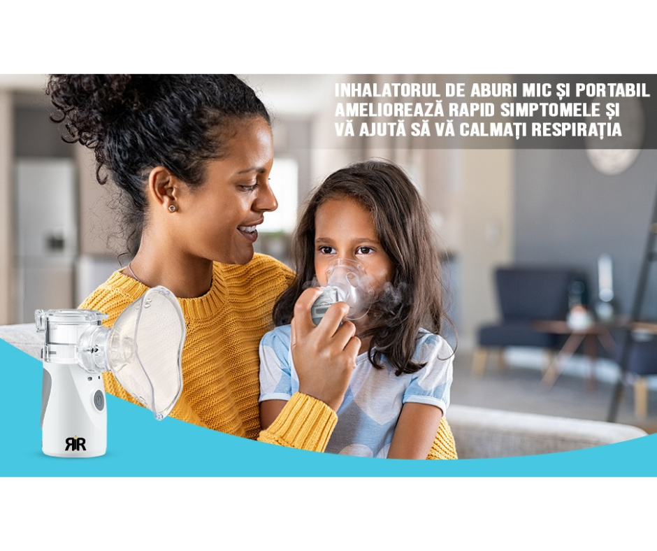 Aparat de Aerosoli Profesional RIR@ MY-135B Pro – Nebulizator cu Tehnologie Mesh Ultrasonica, Validat Clinic- Astm, Bronsita, Alergii