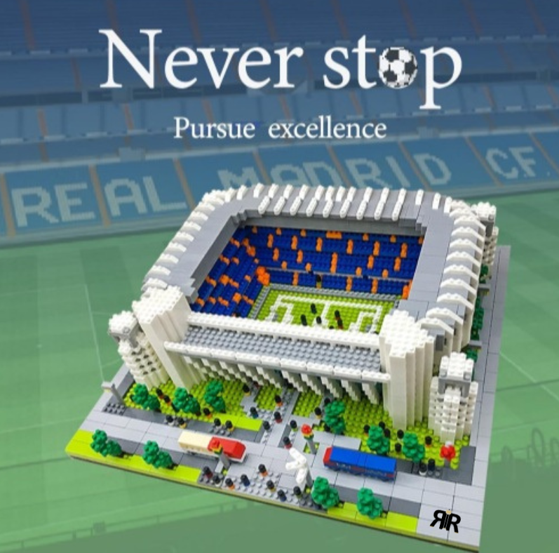 Set de construcție 3D, RIR, Stadion Santiago Bernabeu, 3823 piese, multicolor, 28x24x8cm