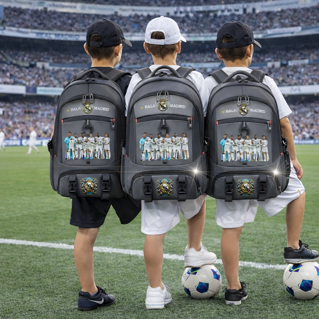 Ghiozdan școală și antrenamente cu REAL MADRID - Compartiment încălțăminte separat