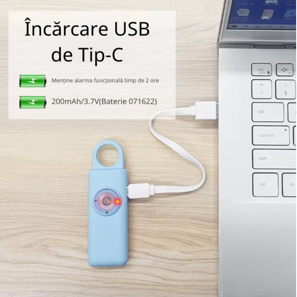 Alarma personala de siguranta RIR, 130 dB, apel automat, localizare GPS, Bluetooth, Copii, Adulti si Varstnici