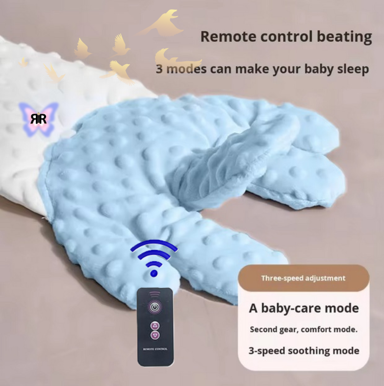 Cosulet Multifunctional pentru Bebelusi 2-in-1 by RIR@, Manuta Interactiva cu telecomanda + Samburi de Cires Anti-Colici, verde