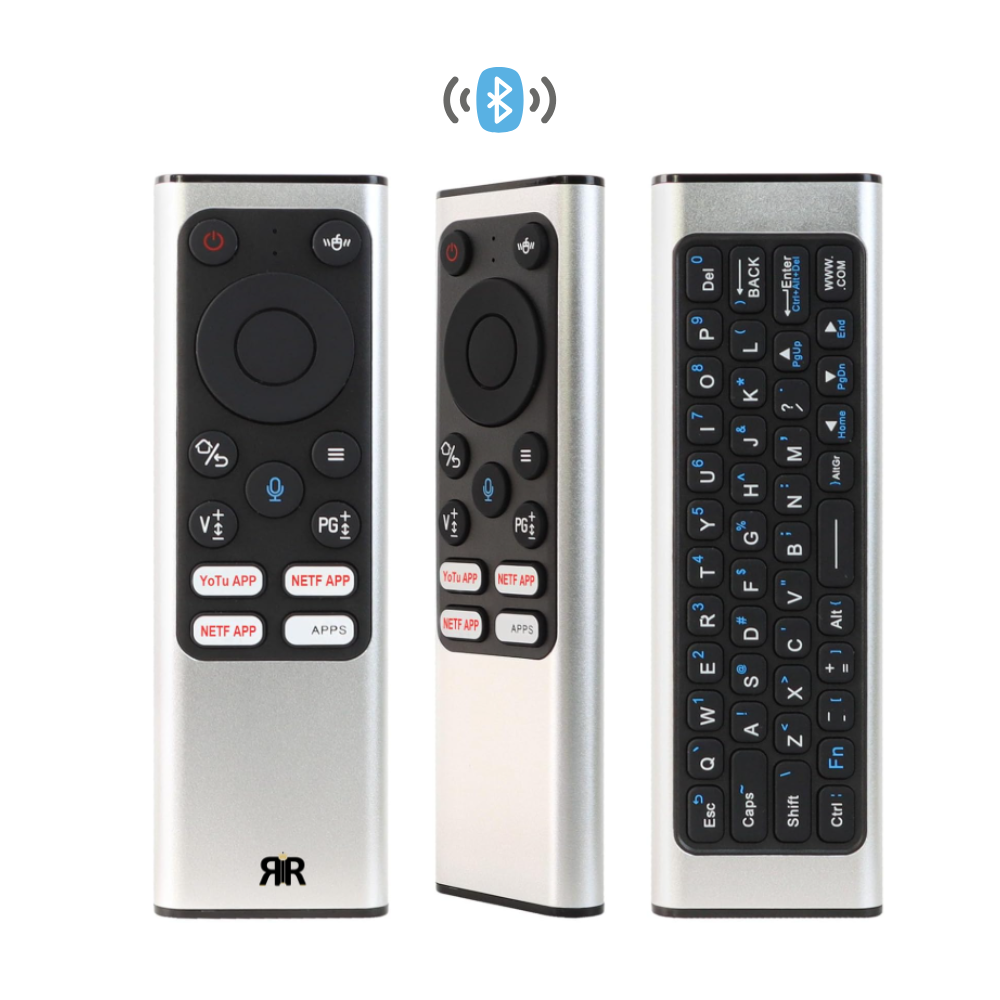 Telecomanda, Air Mouse Wireless RIR X9 cu Tastatură QWERTY pe Spate, Control Cursor Tip Mouse, Bluetooth + 2.4GHz USB, Compatibil Android TV, Smart TV, PC, Laptop