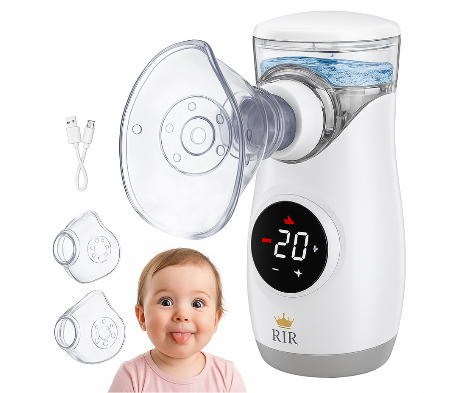 Aparat de Aerosoli Profesional RIR@ MY-135B Pro – Nebulizator cu Tehnologie Mesh Ultrasonica, Validat Clinic- Astm, Bronsita, Alergii
