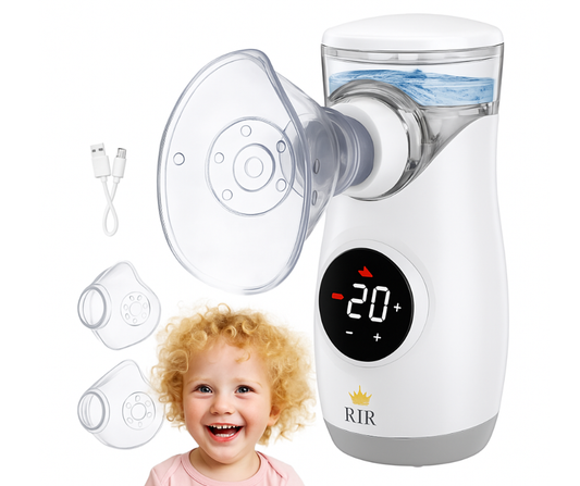 Aparat de Aerosoli Profesional RIR@ MY-135B Pro – Nebulizator cu Tehnologie Mesh Ultrasonica, Validat Clinic- Astm, Bronsita, Alergii
