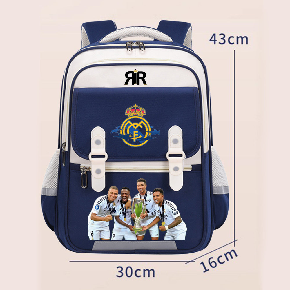 Ghiozdan școală cu REAL MADRID - Ergonomic, Impermeabil