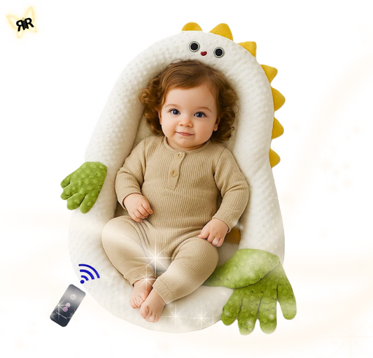 Cosulet Multifunctional pentru Bebelusi 2-in-1 by RIR@, Manuta Interactiva cu telecomanda + Samburi de Cires Anti-Colici, verde