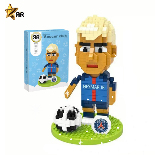 Set constructie figurina Neymar Jr. by RIR@, Paris Saint-Germain, 376 micro-piese, 13 cm