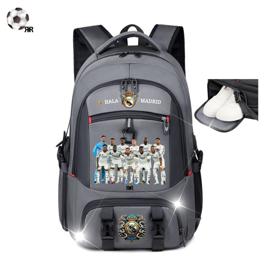 Rucsac sport Real Madrid by RIR@, Compartiment incaltaminte, Rezistent, Impermeabil, 5+, 48x34x20cm