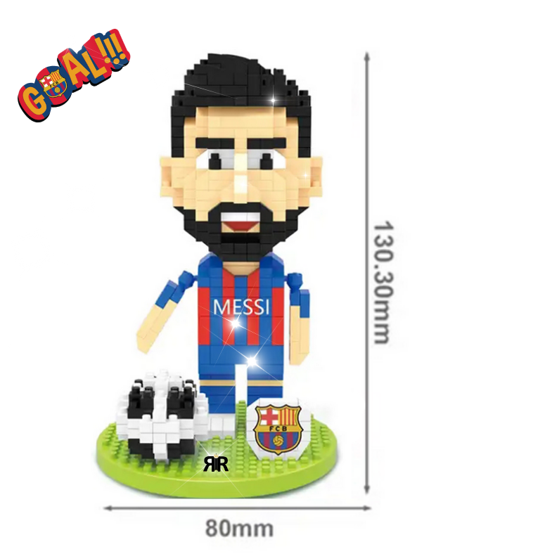 Set constructie figurina Fotbalist Messi by RIR@, Barcelona, 457 micro-piese, 13cm
