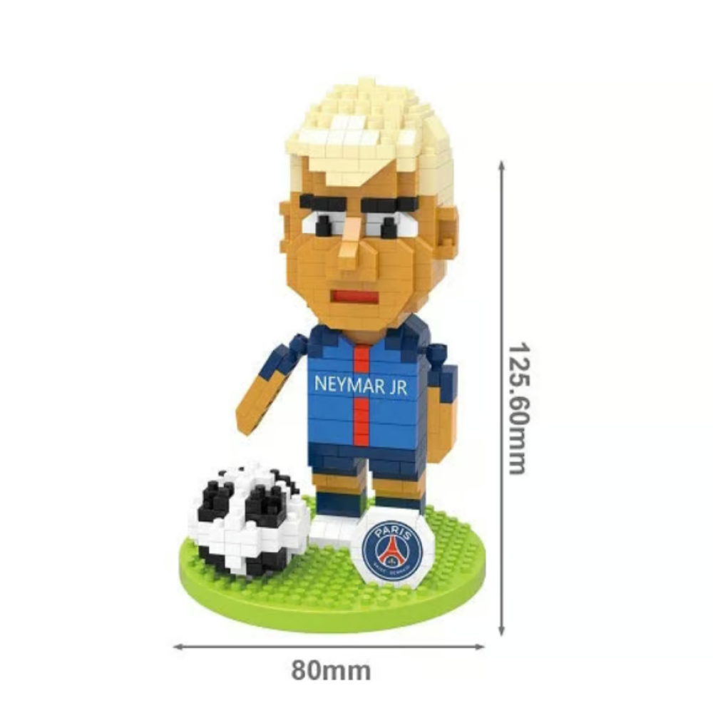 Set constructie figurina Neymar Jr. by RIR@, Paris Saint-Germain, 376 micro-piese, 13 cm