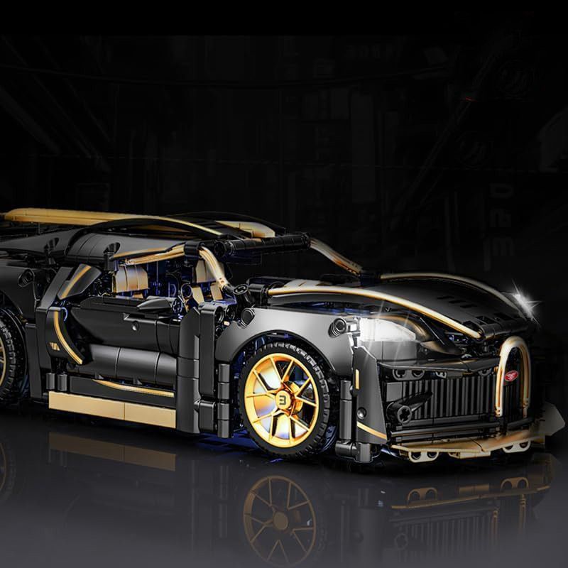 Masina Bugatti din Blocuri de Constructie – RIR@, 1368 Piese, 35 cm, LED, Aplicatie mobila & Telecomanda, 6+