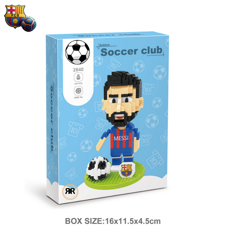 Set constructie figurina Fotbalist Messi by RIR@, Barcelona, 457 micro-piese, 13cm