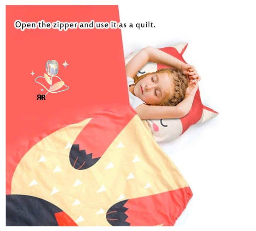 Sac de dormit si paturica pentru copii RIR@, 100x60 cm, bumbac tip matase, antibacterian, cu capse si fermoar, rosu