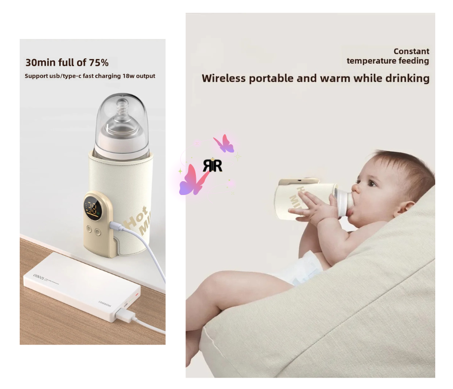 Incalzitor Biberon portabil, inteligent RIR@ Hot Milk Pro, 10.000 mAh, Display LED