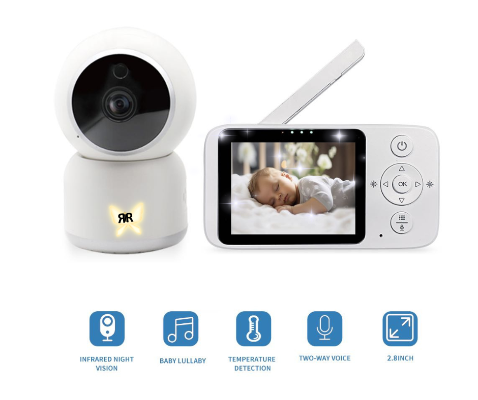 Monitor video wireless pentru bebelusi RIR@ PRO, ecran LCD, camera rotativa, infrarosu, redare muzica, detectare temperatura