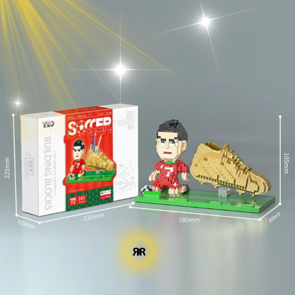 Set constructie 3D Cristiano Ronaldo by RIR@, suport pixuri si telefon, 1340 piese, 11x18x8cm