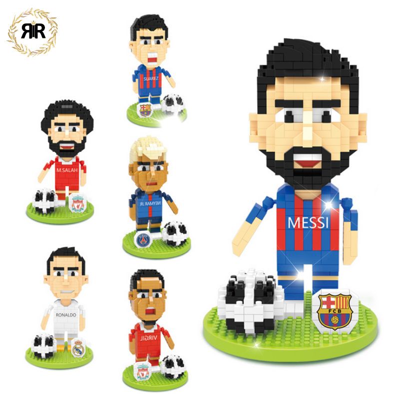 Set constructie figurina Fotbalist Messi by RIR@, Barcelona, 457 micro-piese, 13cm