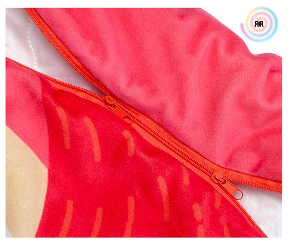 Sac de dormit si paturica pentru copii RIR@, 100x60 cm, bumbac tip matase, antibacterian, cu capse si fermoar, rosu