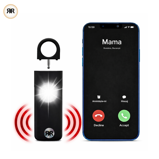 Alarma personala de siguranta RIR, 130 dB, apel automat, localizare GPS, Bluetooth, Copii, Adulti si Varstnici