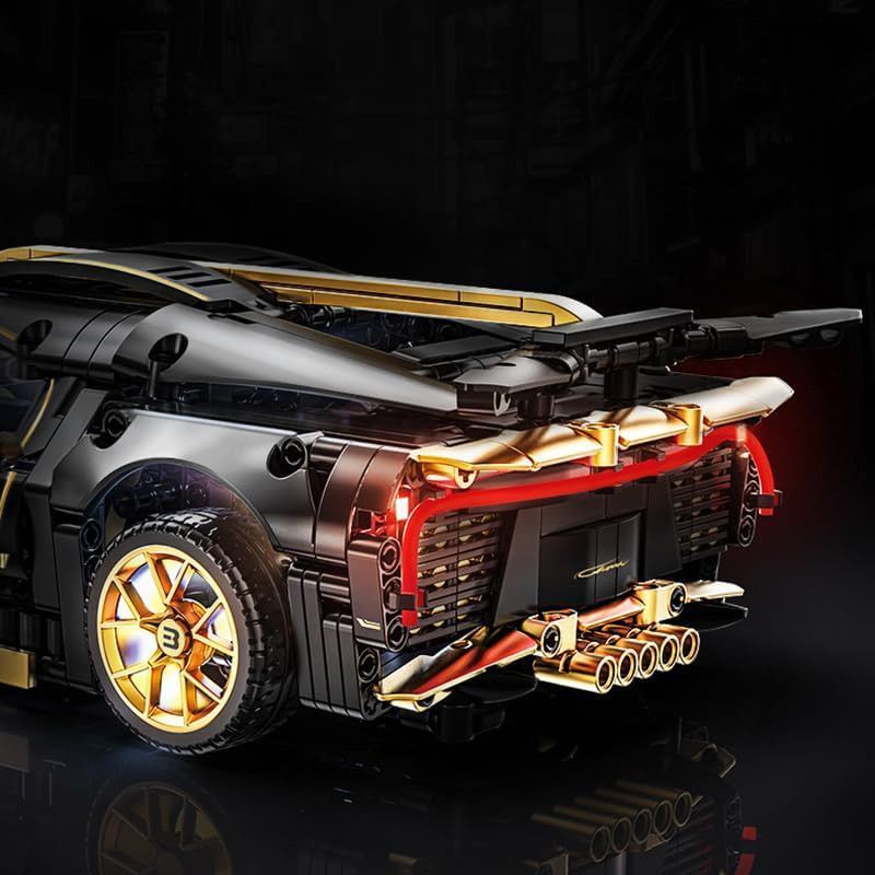 Masina Bugatti din Blocuri de Constructie – RIR@, 1368 Piese, 35 cm, LED, Aplicatie mobila & Telecomanda, 6+