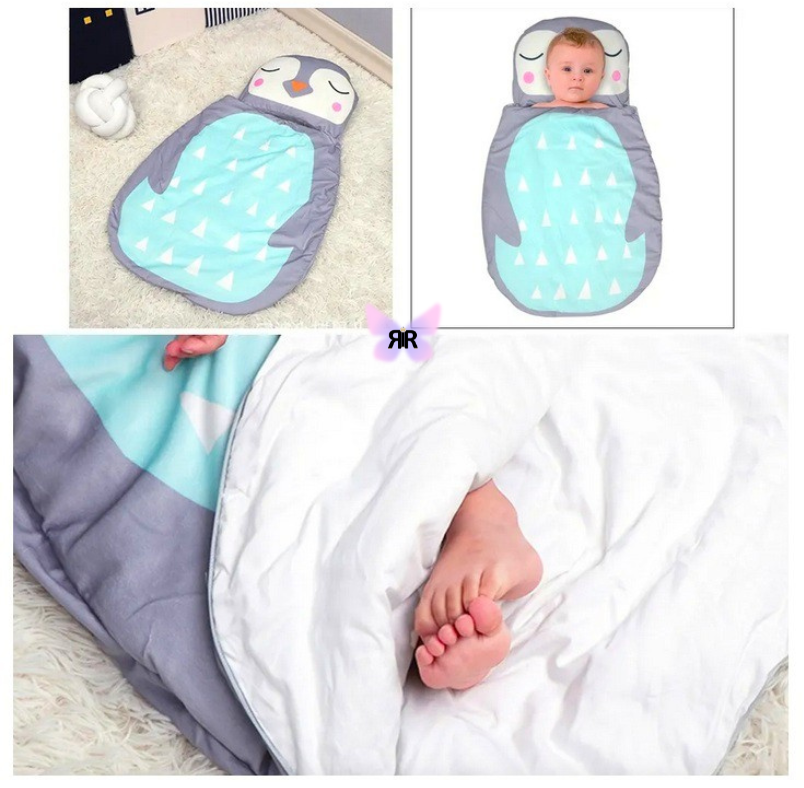 Sac de dormit si paturica pentru copii RIR@, 100x60 cm, bumbac tip matase, respirabil, antibacterian, cu capse si fermoar, turcoaz