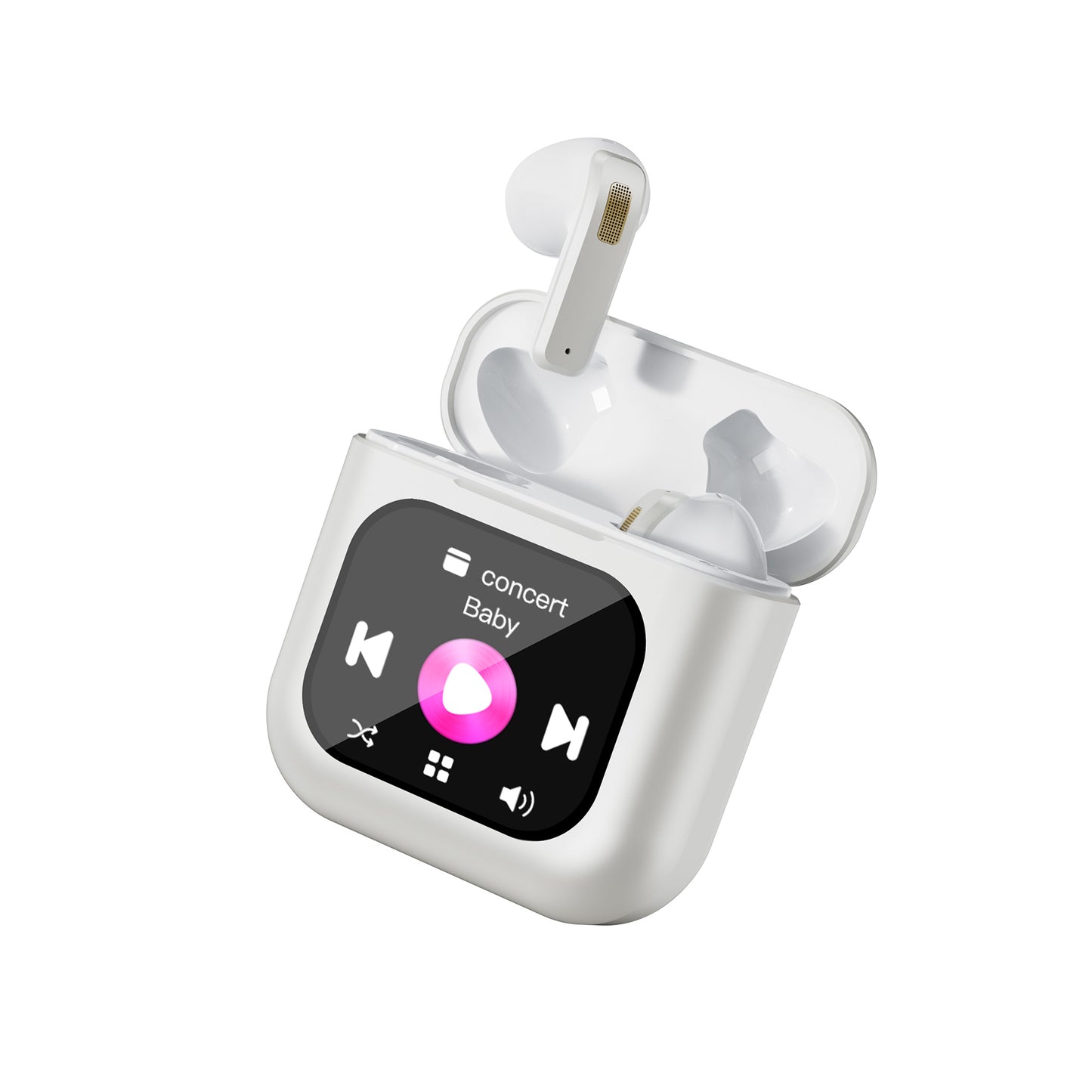 Casti Wireless fara fir RIR@, cu display smart led, Functie apelare, Control foto, Compatibilitate universala, albe