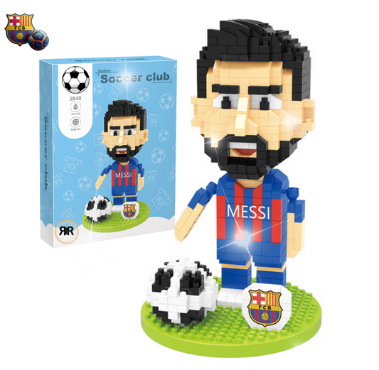 Set constructie figurina Fotbalist Messi by RIR@, Barcelona, 457 micro-piese, 13cm