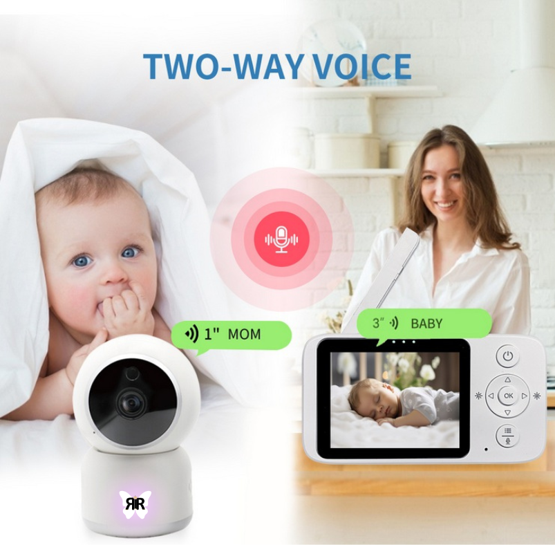 Monitor video wireless pentru bebelusi RIR@ PRO, ecran LCD, camera rotativa, infrarosu, redare muzica, detectare temperatura