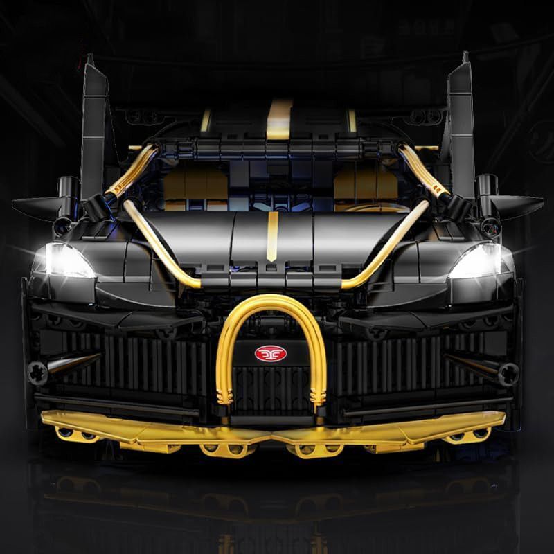 Masina Bugatti din Blocuri de Constructie – RIR@, 1368 Piese, 35 cm, LED, Aplicatie mobila & Telecomanda, 6+
