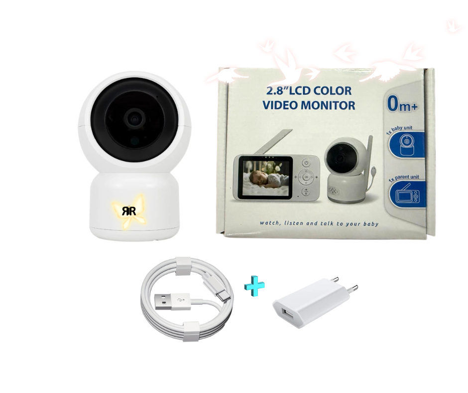 Monitor video wireless pentru bebelusi RIR@ PRO, ecran LCD, camera rotativa, infrarosu, redare muzica, detectare temperatura