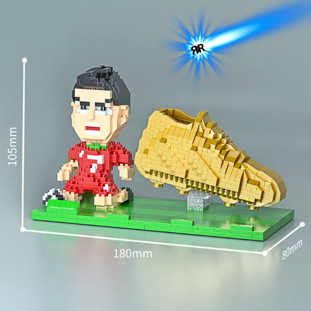Set constructie 3D Cristiano Ronaldo by RIR@, suport pixuri si telefon, 1340 piese, 11x18x8cm