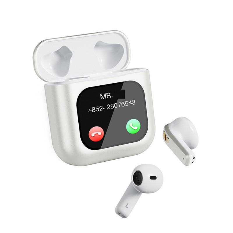 Casti Wireless fara fir RIR@, cu display smart led, Functie apelare, Control foto, Compatibilitate universala, albe