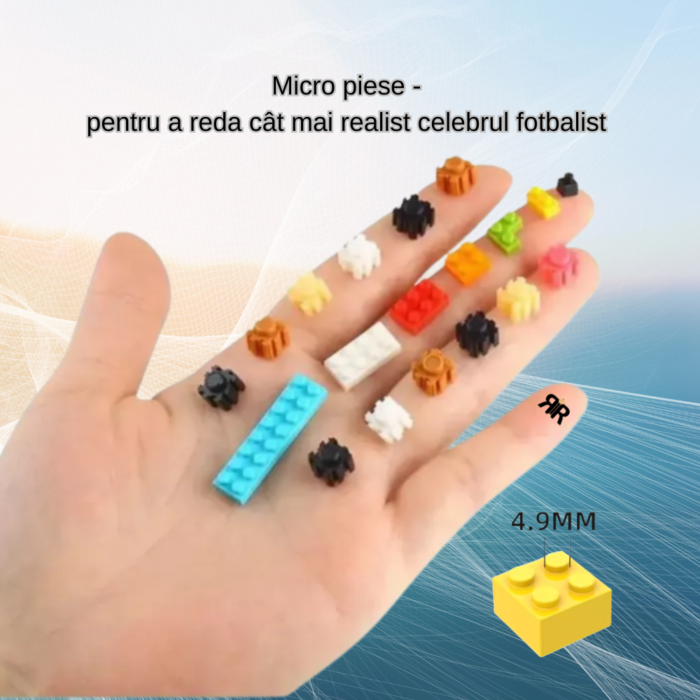 Set de constructie 3D Legenda Fotbalului Mondial by RIR@, suport pixuri si telefon, 1300 piese, 11x18x8cm