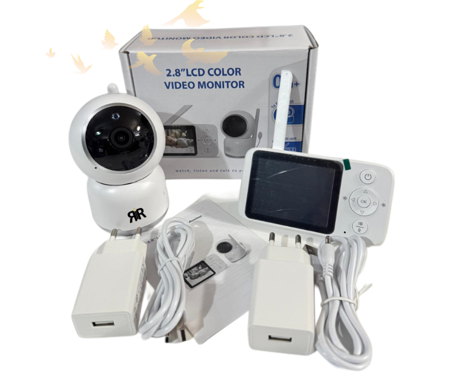 Monitor video wireless pentru bebelusi RIR@ PRO, ecran LCD, camera rotativa, infrarosu, redare muzica, detectare temperatura