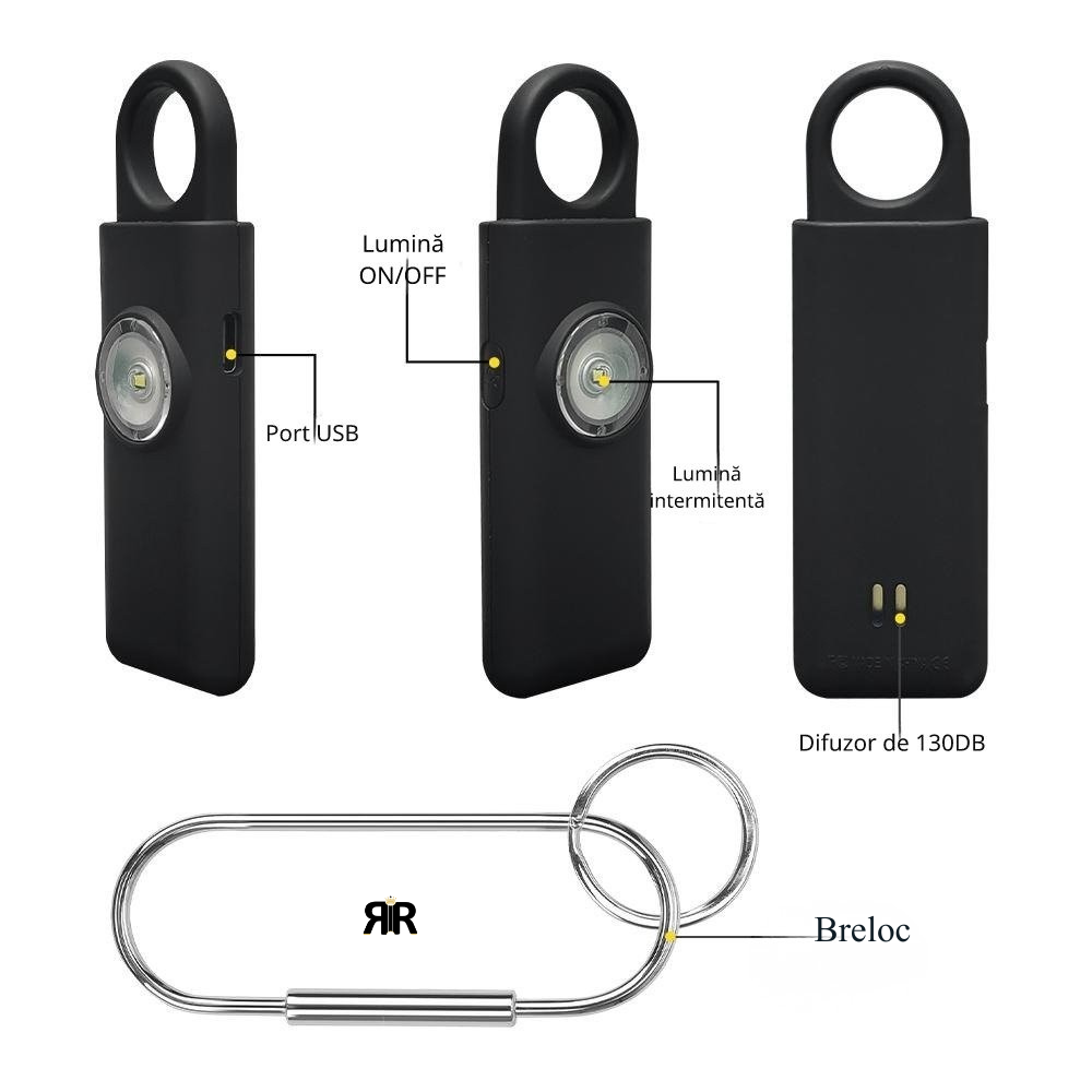 Alarma personala de siguranta RIR, 130 dB, apel automat, localizare GPS, Bluetooth, Copii, Adulti si Varstnici