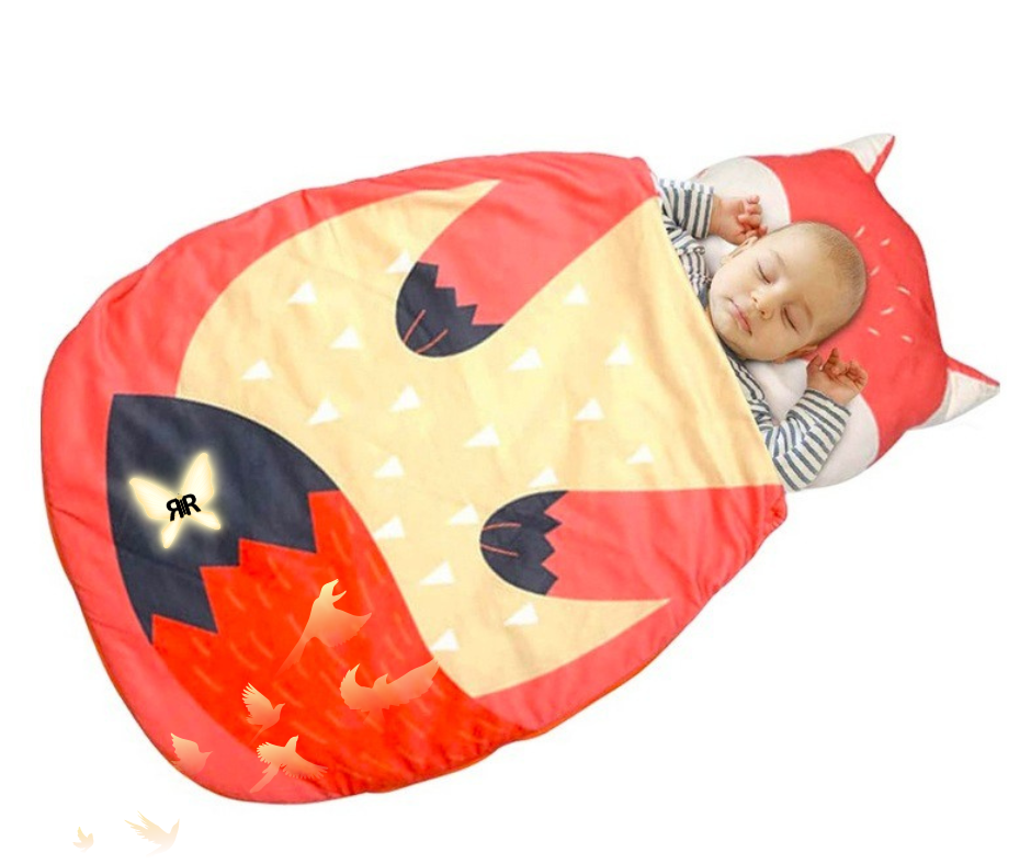 Sac de dormit si paturica pentru copii RIR@, 100x60 cm, bumbac tip matase, antibacterian, cu capse si fermoar, rosu