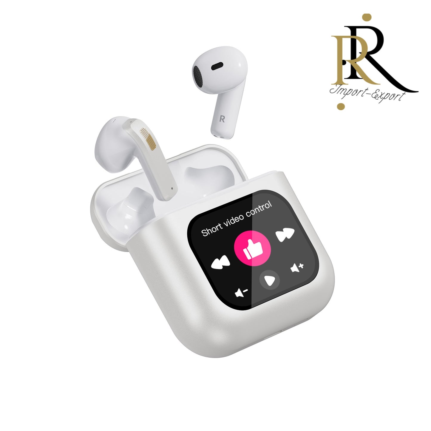Casti Wireless fara fir RIR@, cu display smart led, Functie apelare, Control foto, Compatibilitate universala, albe