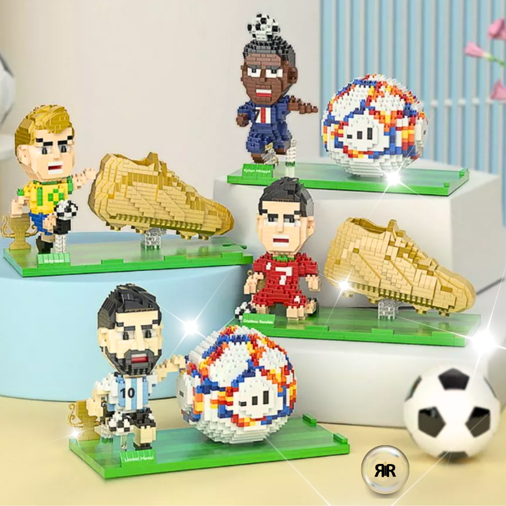 Set de constructie 3D Legenda Fotbalului Mondial by RIR@, suport pixuri si telefon, 1300 piese, 11x18x8cm