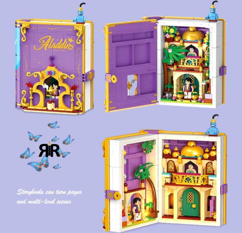 Set blocuri de constructie RIR®, Cartea cu povesti Aladdin, 798 piese