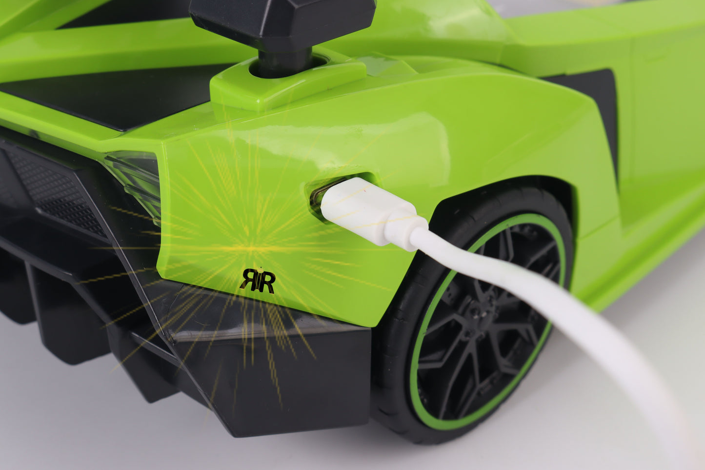 Jucarie Interactiva Masina Lamborghini by RIR@, Simulator de curse cu Lumini, 2–5 ani, cablu USB, verde