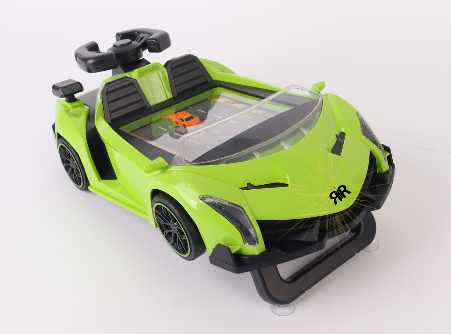 Jucarie Interactiva Masina Lamborghini by RIR@, Simulator de curse cu Lumini, 2–5 ani, cablu USB, verde