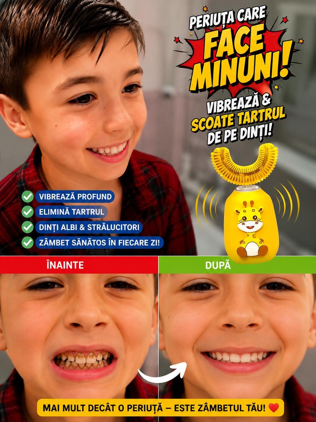 Periuta de dinti electrica pentru copii «RIR», 2-10 ani, micro vibratii, lumina antibacteriana