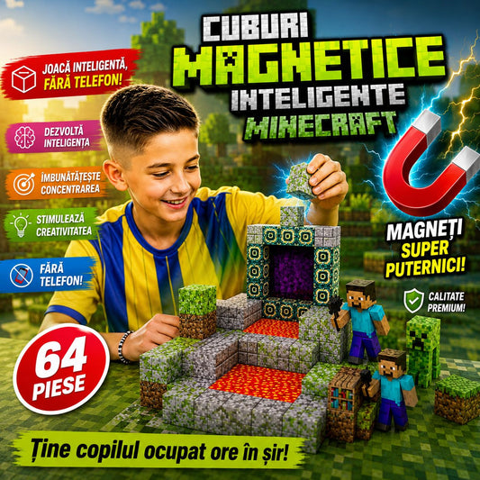 Set inteligent de constructie cu blocuri magnetice «RIR», Intra in lumea virtuala, 64 piese