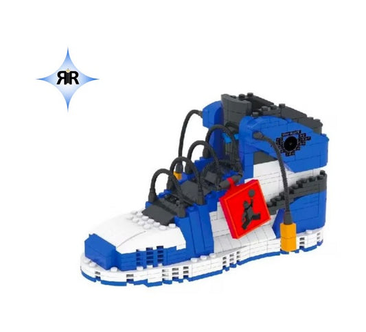 Blocuri de constructie 2 in 1 «RIR», suport pixuri, 474 piese, albastru/alb