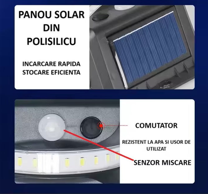 Lampă Solară Anti-Țânțari RirBob™, Electrosoc UV pentru Insecte, Încărcare Solară, Senzor de Mișcare, Lumină LED Exterior
