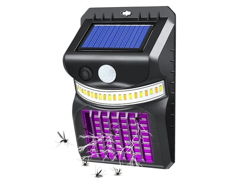 Lampă Solară Anti-Țânțari RirBob™, Electrosoc UV pentru Insecte, Încărcare Solară, Senzor de Mișcare, Lumină LED Exterior